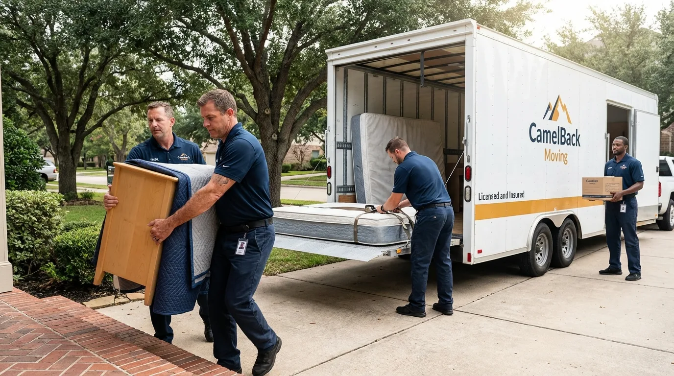 Crew loading residential truck for cross-state move from Ellaville, GA