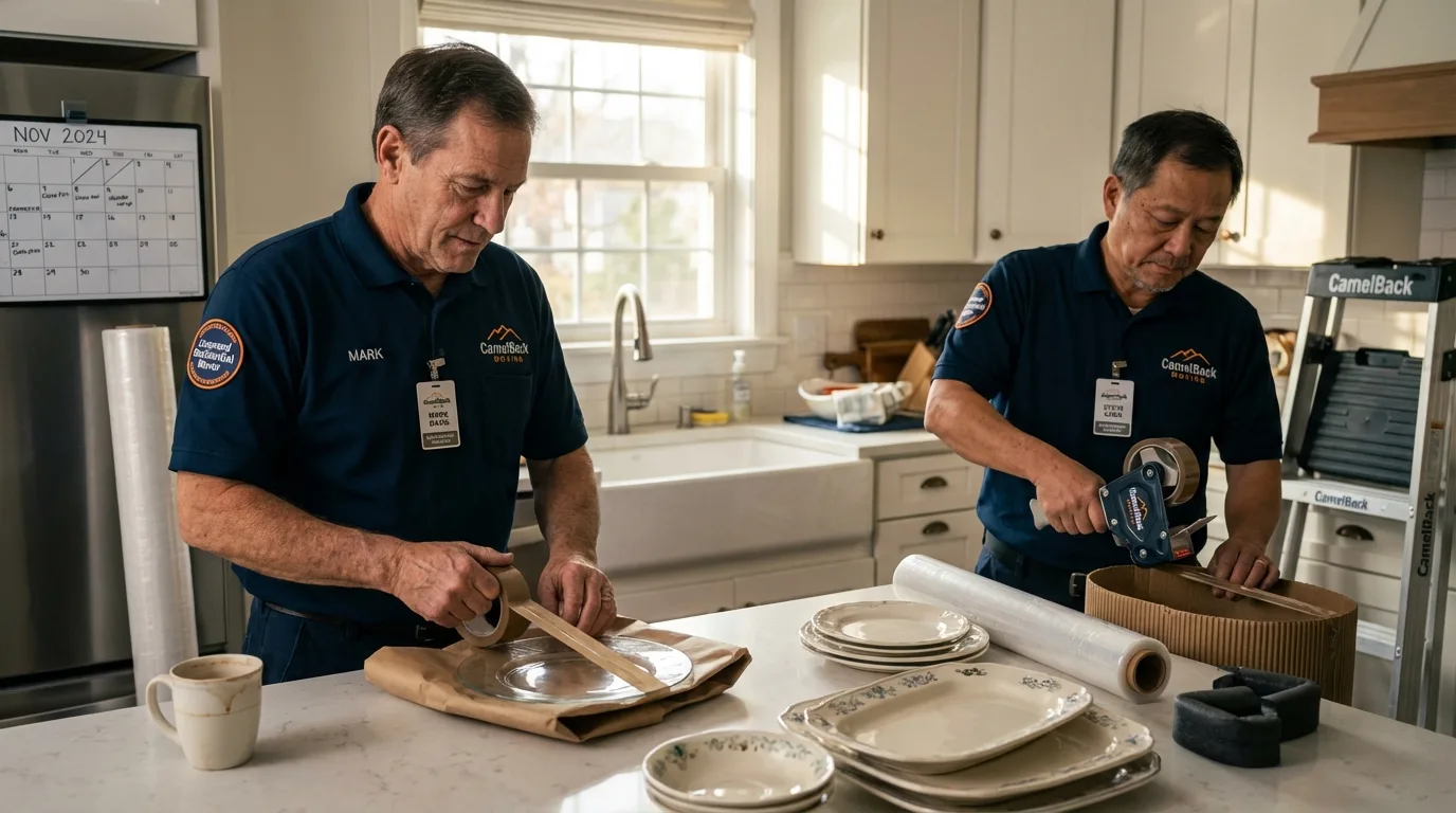 Professional crew packing kitchen dishware in Ellaville, GA